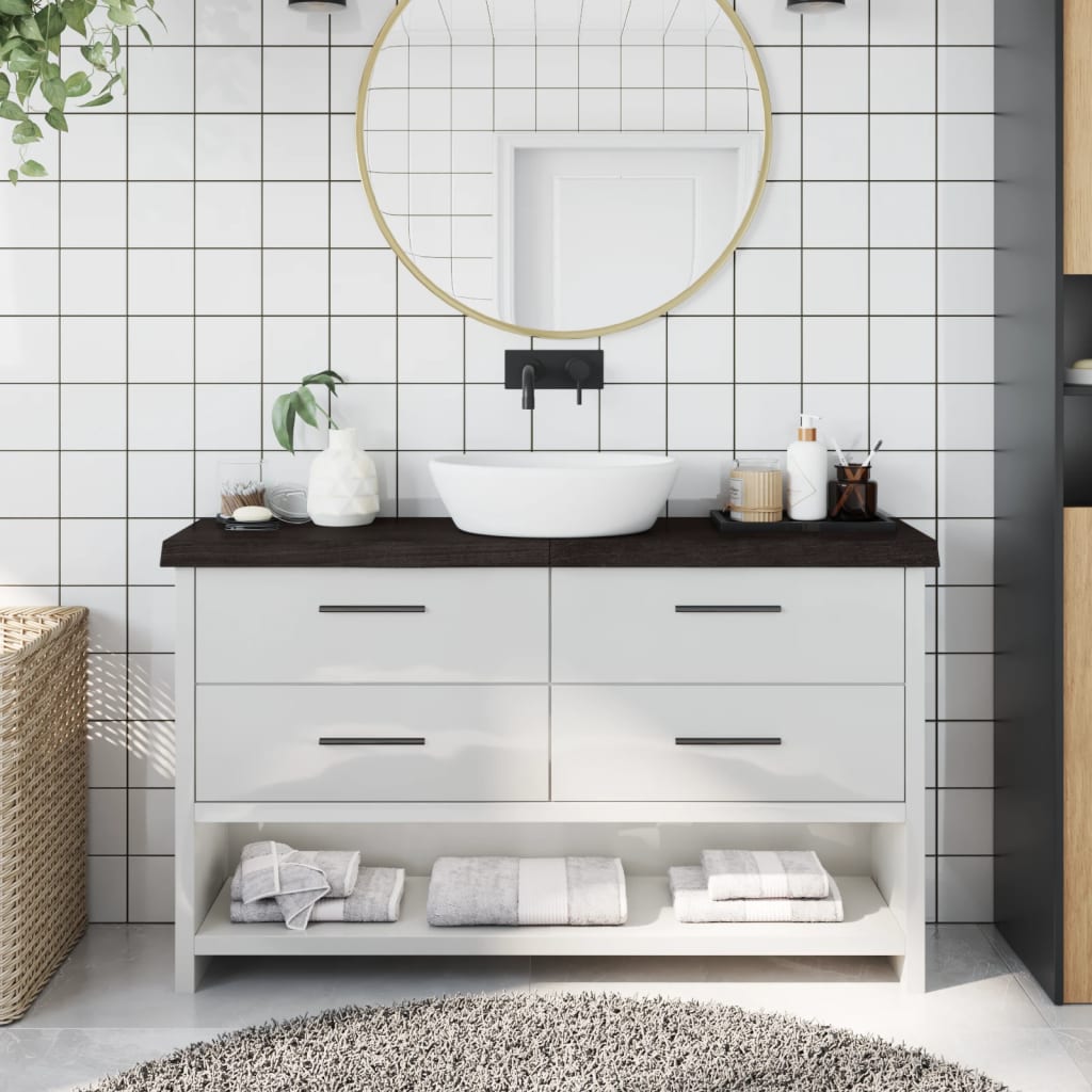 Vidaxx plan de lavabo 120x30x (2-6) cm bois massif traité marron foncé
