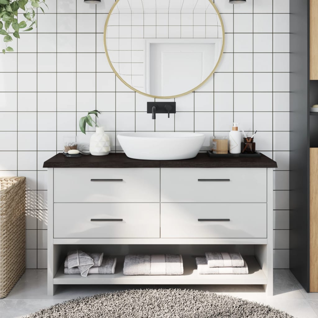 Vidaxx plan de lavabo 120x40x (2-4) cm bois massif traité marron foncé