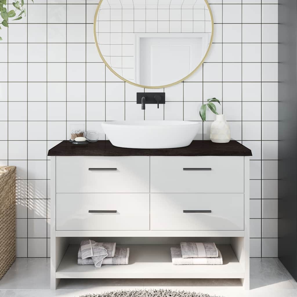 Vidaxx plan de lavabo 120x60x (2-4) cm bois massif traité marron foncé