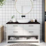 Vidaxx plan de lavabo 140x40x (2-4) cm bois massif traité marron foncé