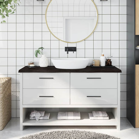 Vidaxx plan de lavabo 140x50x (2-4) cm bois massif traité marron foncé
