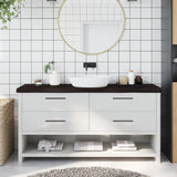 Vidaxx plan de lavabo 160x30x (2-6) cm bois massif traité marron foncé