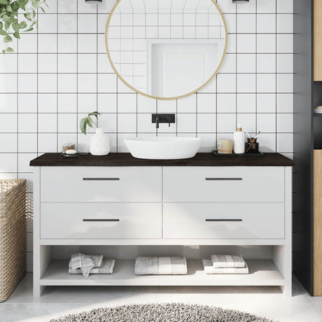 Vidaxx plan de lavabo 160x40x (2-4) cm bois massif traité marron foncé