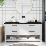 Vidaxx plan de lavabo 160x40x (2-6) cm bois massif traité marron foncé