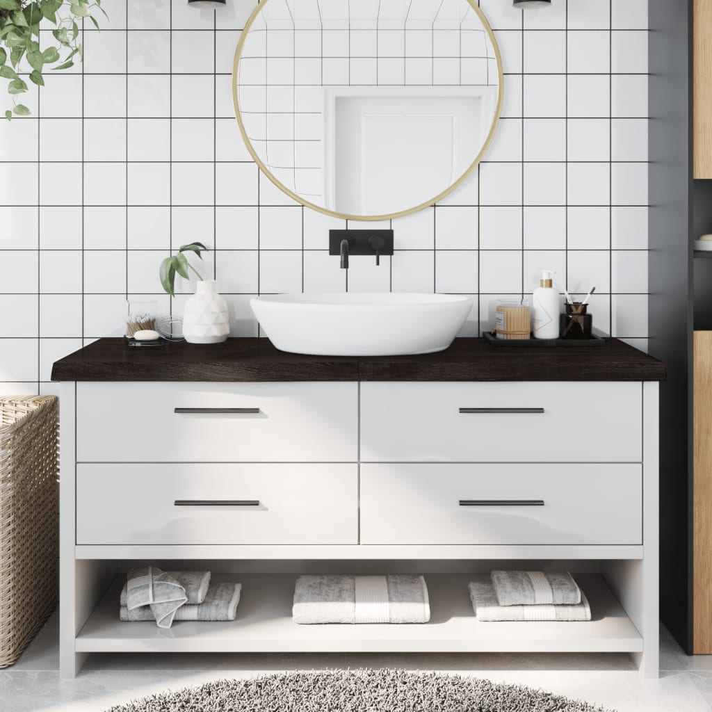 Vidaxx plan de lavabo 160x50x (2-6) cm bois massif traité marron foncé