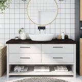 Vidaxx plan de lavabo 160x50x (2-6) cm bois massif traité marron foncé