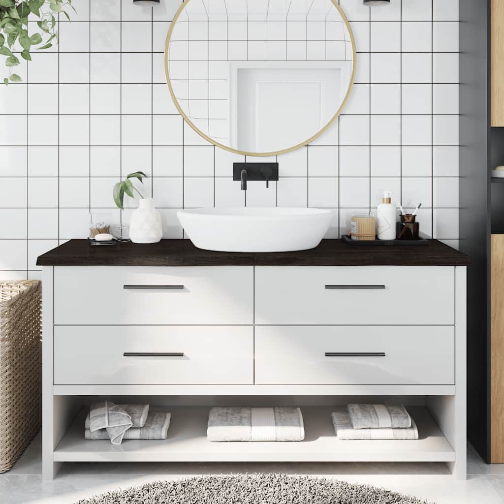 Vidaxx plan de lavabo 160x60x (2-4) cm bois massif traité marron foncé