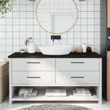 Vidaxx plan de lavabo 160x60x (2-4) cm bois massif traité marron foncé