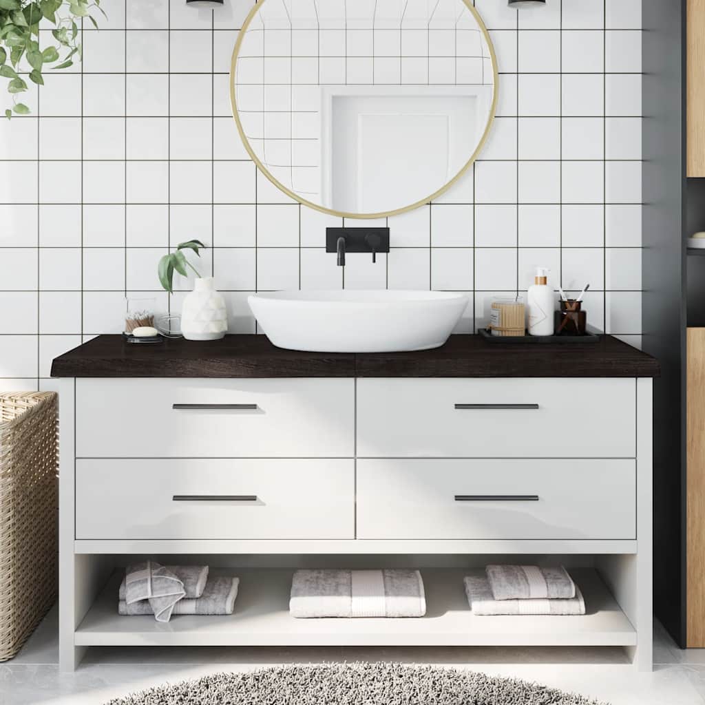 Vidaxx plan de lavabo 160x60x (2-6) cm bois massif traité marron foncé
