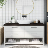 Vidaxx plan de lavabo 160x60x (2-6) cm bois massif traité marron foncé