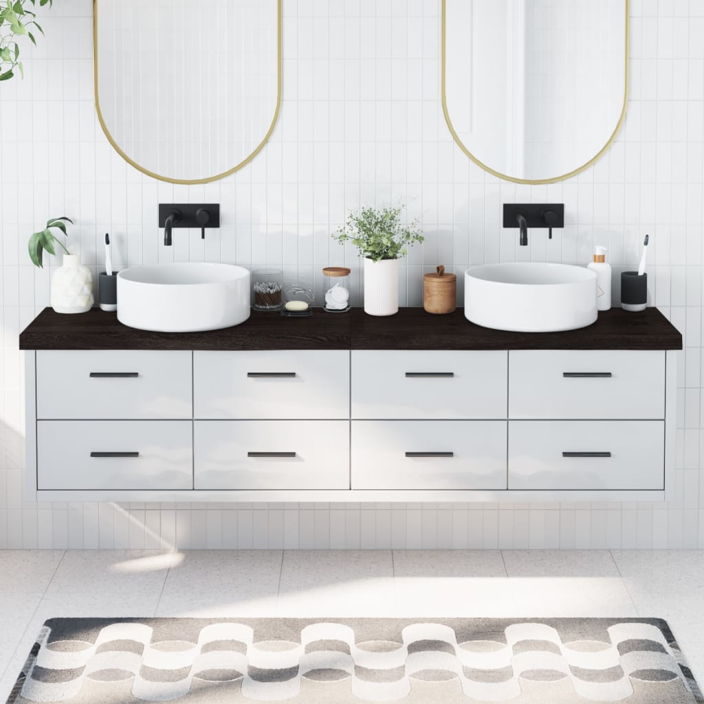 Vidaxx plan de lavabo 200x40x (2-6) cm bois massif traité marron foncé