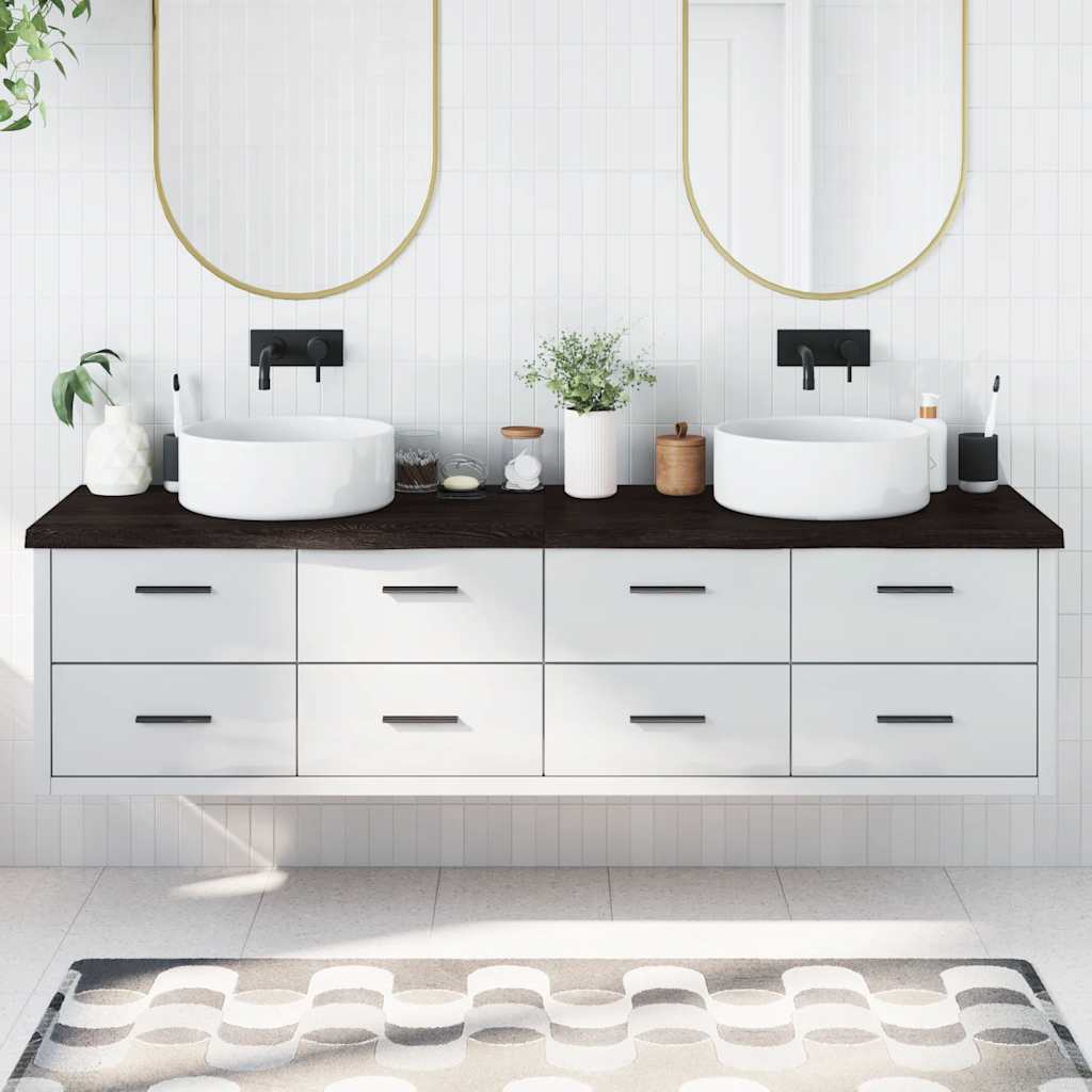 Vidaxx plan de lavabo 200x50x (2-4) cm bois massif traité marron foncé