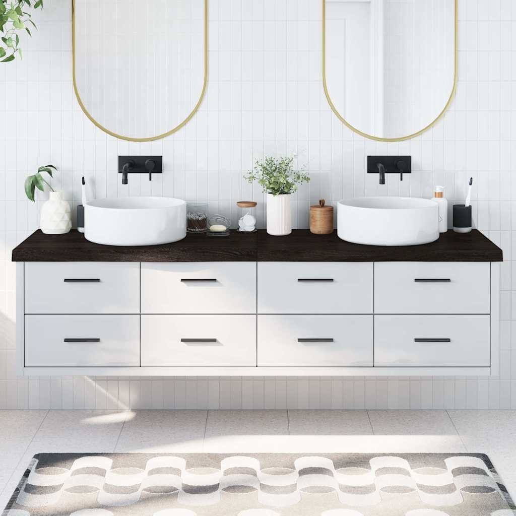 Vidaxx plan de lavabo 200x50x (2-6) cm bois massif traité marron foncé
