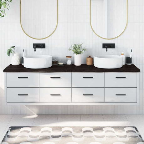 Vidaxx plan de lavabo 200x60x (2-4) cm bois massif traité marron foncé