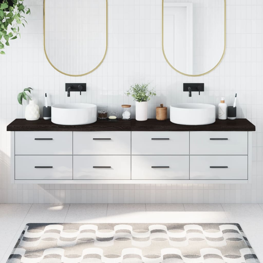 Vidaxx plan de lavabo 220x30x (2-6) cm bois massif traité marron foncé