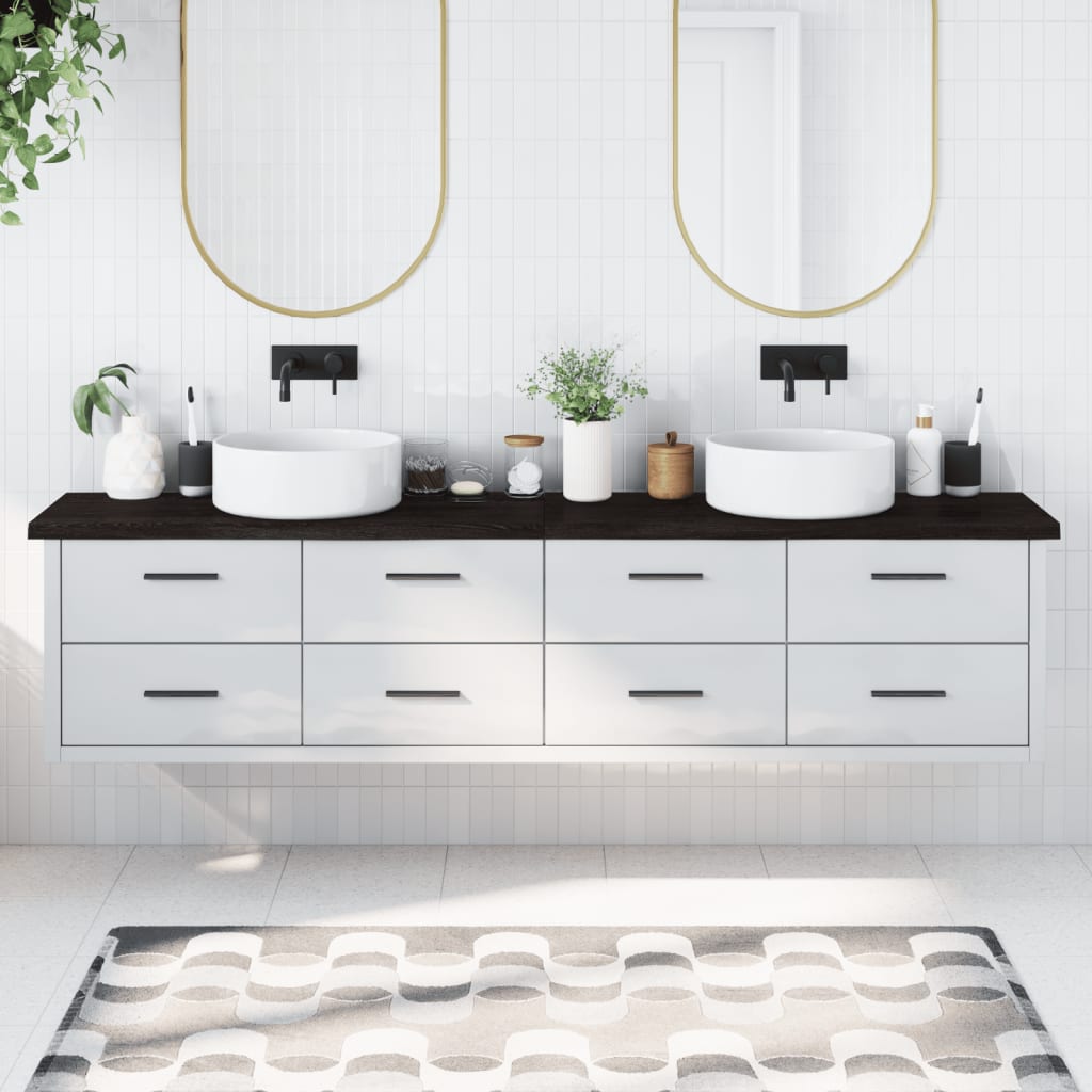 Vidaxx plan de lavabo 220x40x (2-4) cm bois massif traité marron foncé