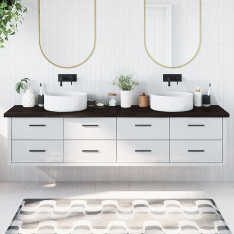 Vidaxx plan de lavabo 220x50x (2-4) cm bois massif traité marron foncé