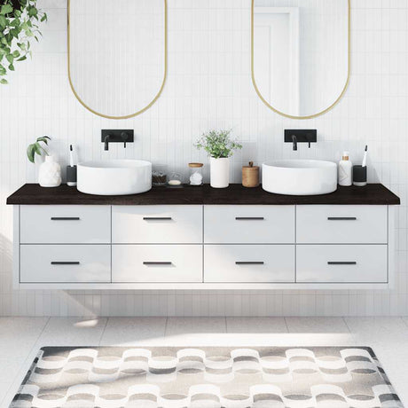 Vidaxx plan de lavabo 220x50x (2-4) cm bois massif traité marron foncé