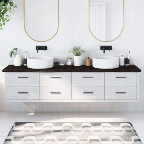 Vidaxx plan de lavabo 220x60x (2-4) cm bois massif traité marron foncé