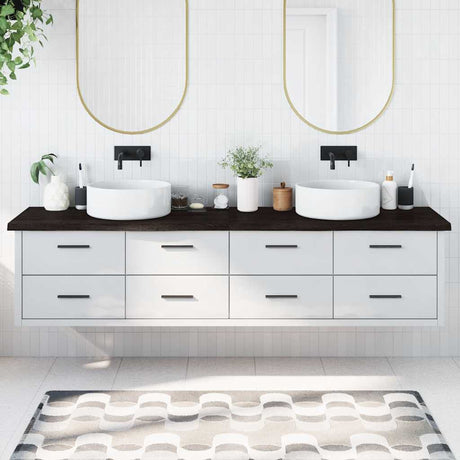 Vidaxx plan de lavabo 220x60x (2-4) cm bois massif traité marron foncé