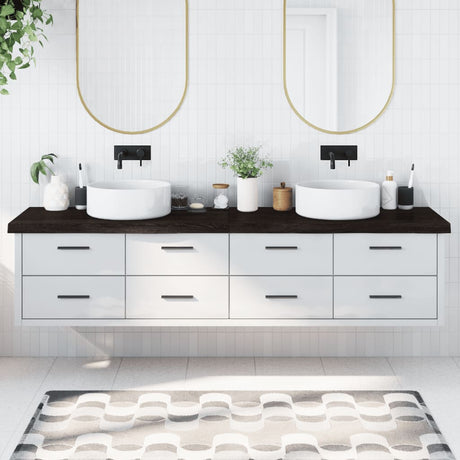 Vidaxx plan de lavabo 220x60x (2-6) cm bois massif traité marron foncé