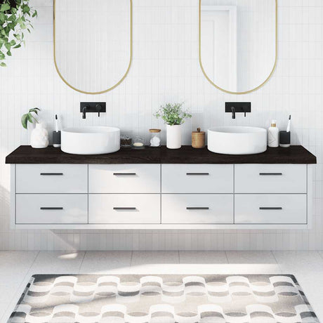 Vidaxx plan de lavabo 220x60x (2-6) cm bois massif traité marron foncé