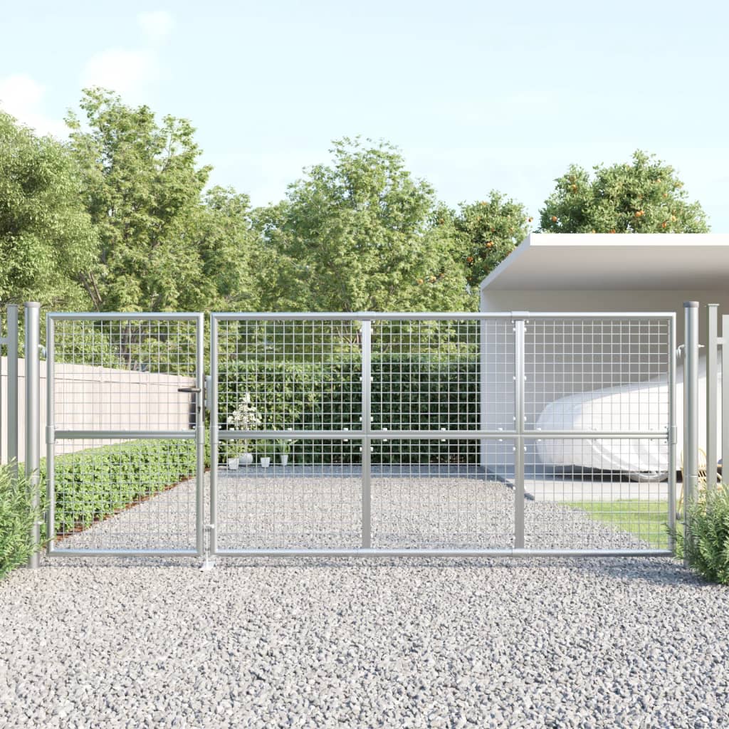 Vidaxl Garden Gate 350x175 cm Mesh e colore in argento in acciaio zincato