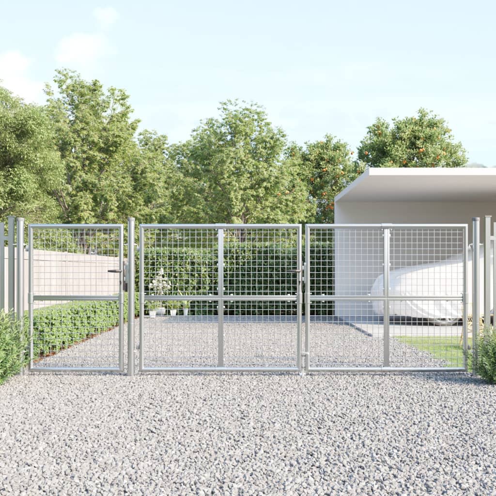 Vidaxl Tuinpoort 400x175 cm Mesh e argento in acciaio zincato