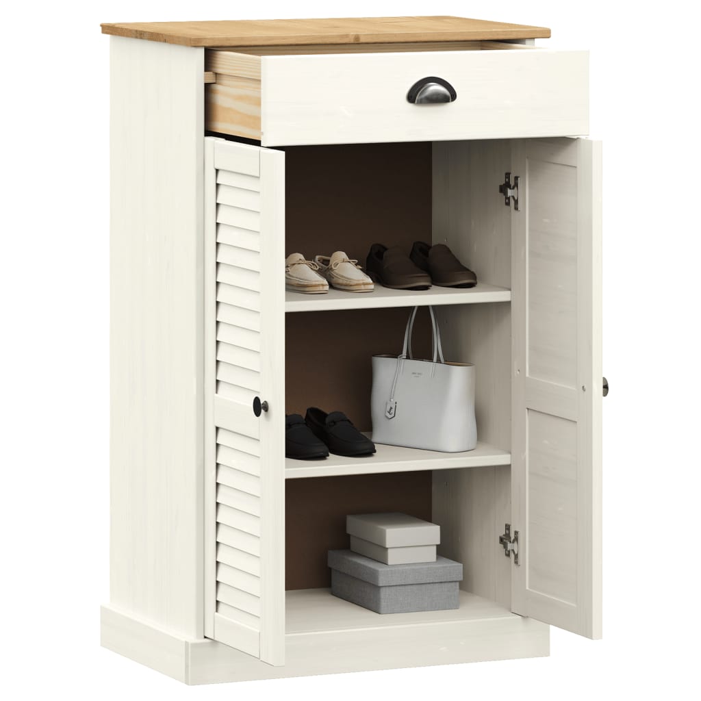 Vidaxl Shoe cabinet Vigo 60x35x96 cm Solid pine white