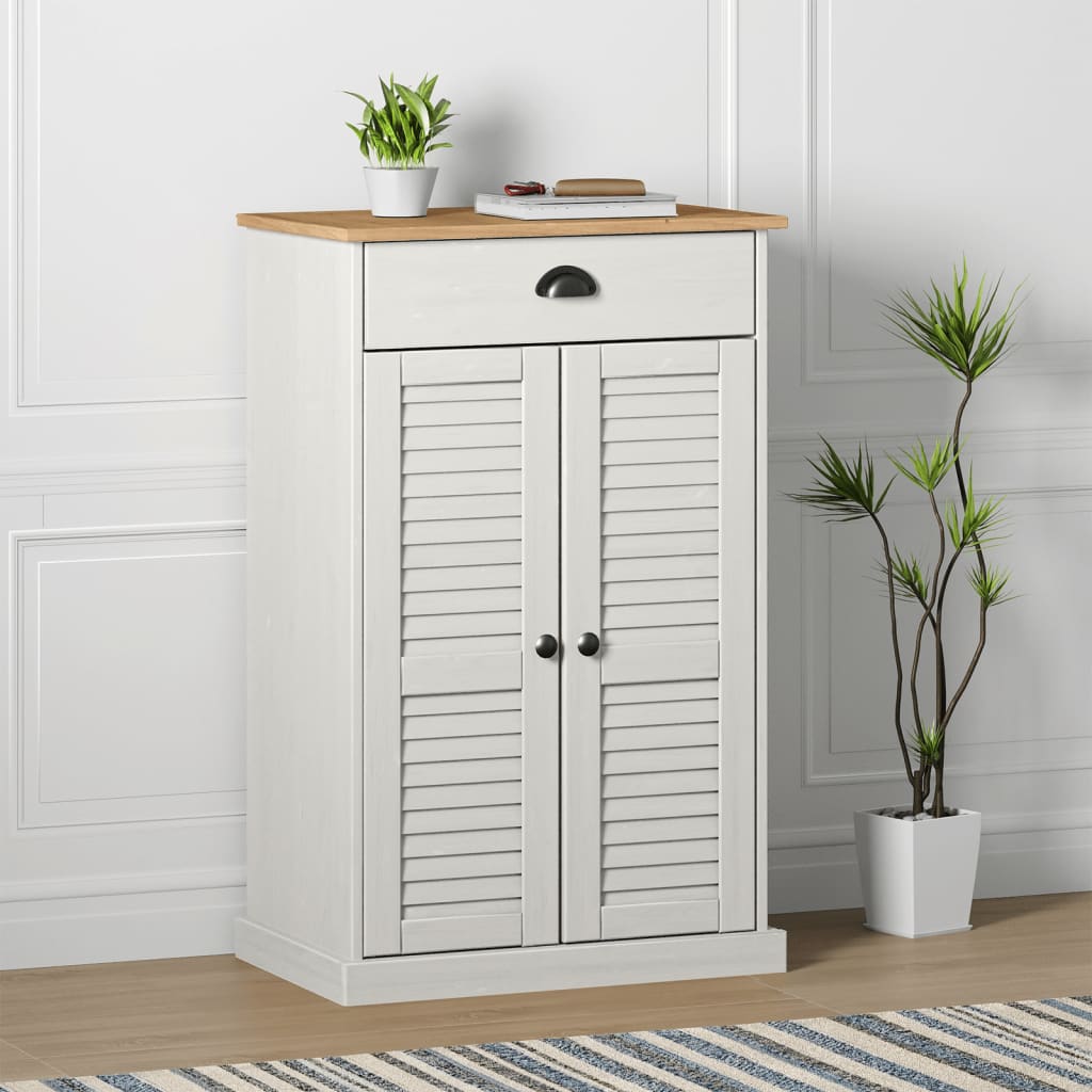 Vidaxl Shoe Cabinet Vigo 60x35x96 cm Solid Pine White