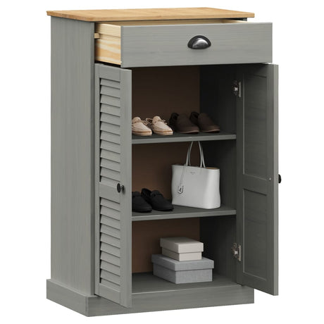 Vidaxx armoire à chaussures vigo 60x35x96 cm bois de pin massif gris