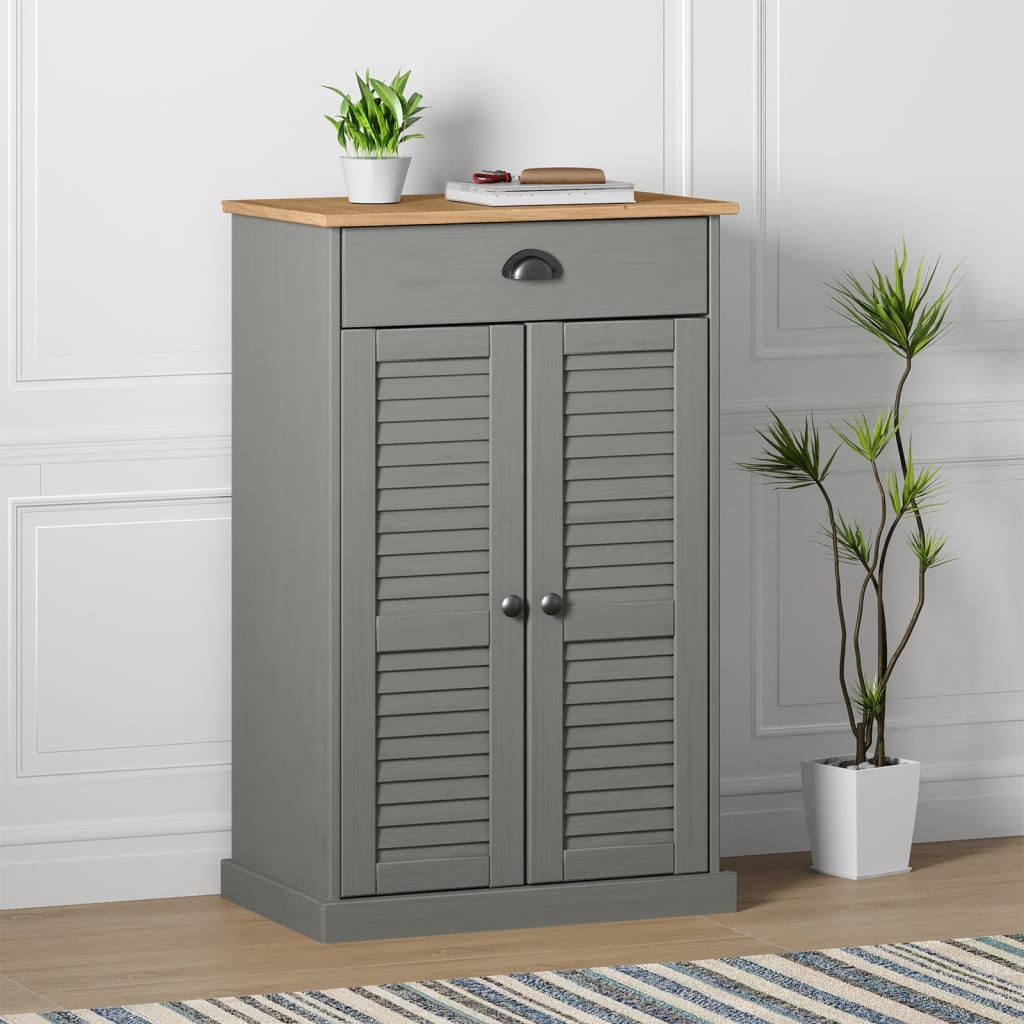 Vidaxx armoire à chaussures vigo 60x35x96 cm bois de pin massif gris