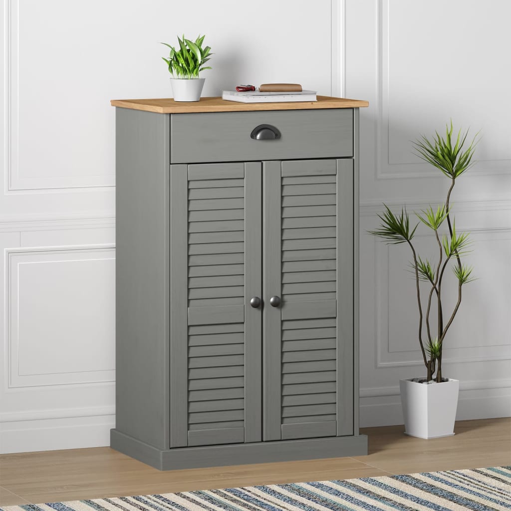 Vidaxl Shoe cabinet Vigo 60x35x96 cm Solid pine Gray