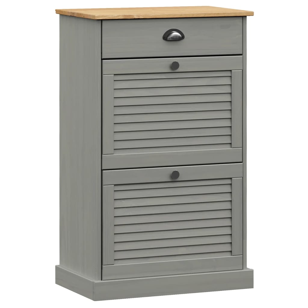 Vidaxx armoire à chaussures vigo 60x35x96 cm bois de pin massif gris