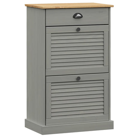 Vidaxx armoire à chaussures vigo 60x35x96 cm bois de pin massif gris