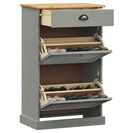 Vidaxx armoire à chaussures vigo 60x35x96 cm bois de pin massif gris