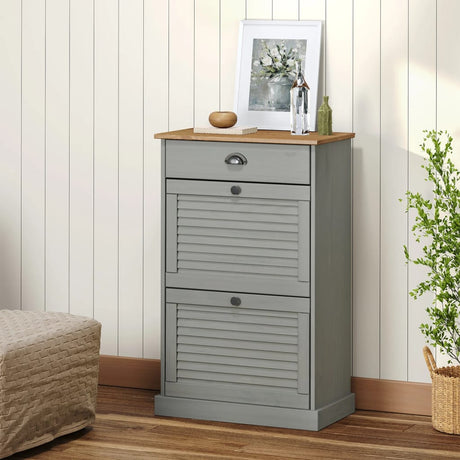 Vidaxx armoire à chaussures vigo 60x35x96 cm bois de pin massif gris