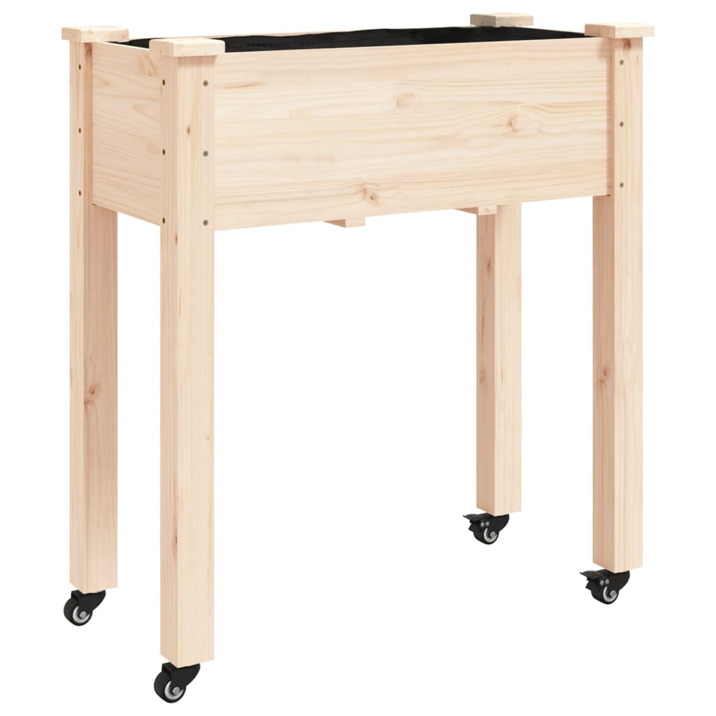 Vidaxl plantenbak op wieltjes 71x37x80 cm massief vurenhout