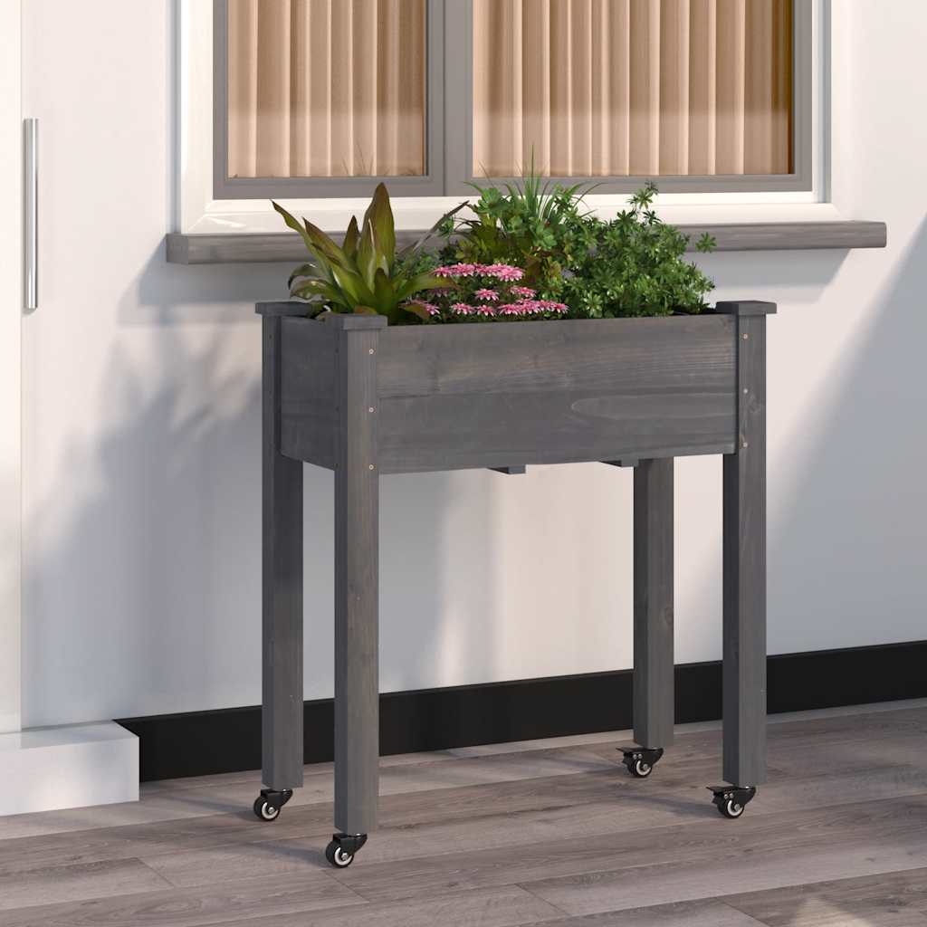 VidaXL Jardinière sur roulettes 71x37x80 cm bois de pin massif