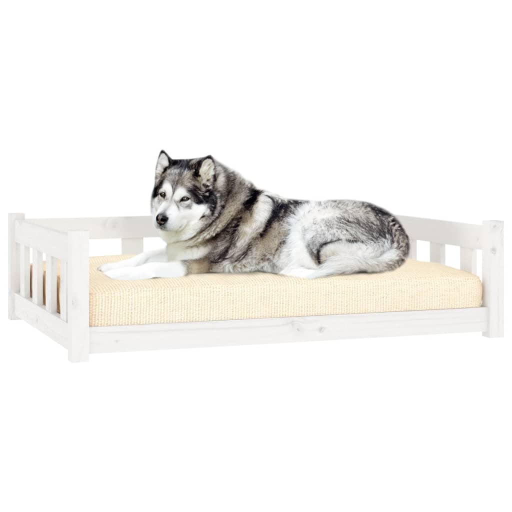 Vidaxxl lit pour chien 105,5x75,5x28 cm bois de pin massif blanc