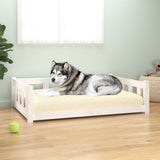 Vidaxxl lit pour chien 105,5x75,5x28 cm bois de pin massif blanc