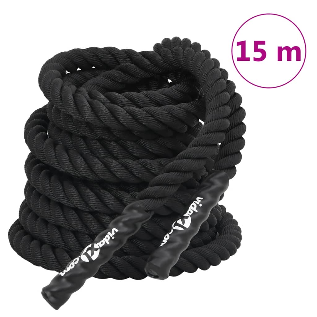 Vidaxl Battle Rope 15 m 11 kg de poliéster negro