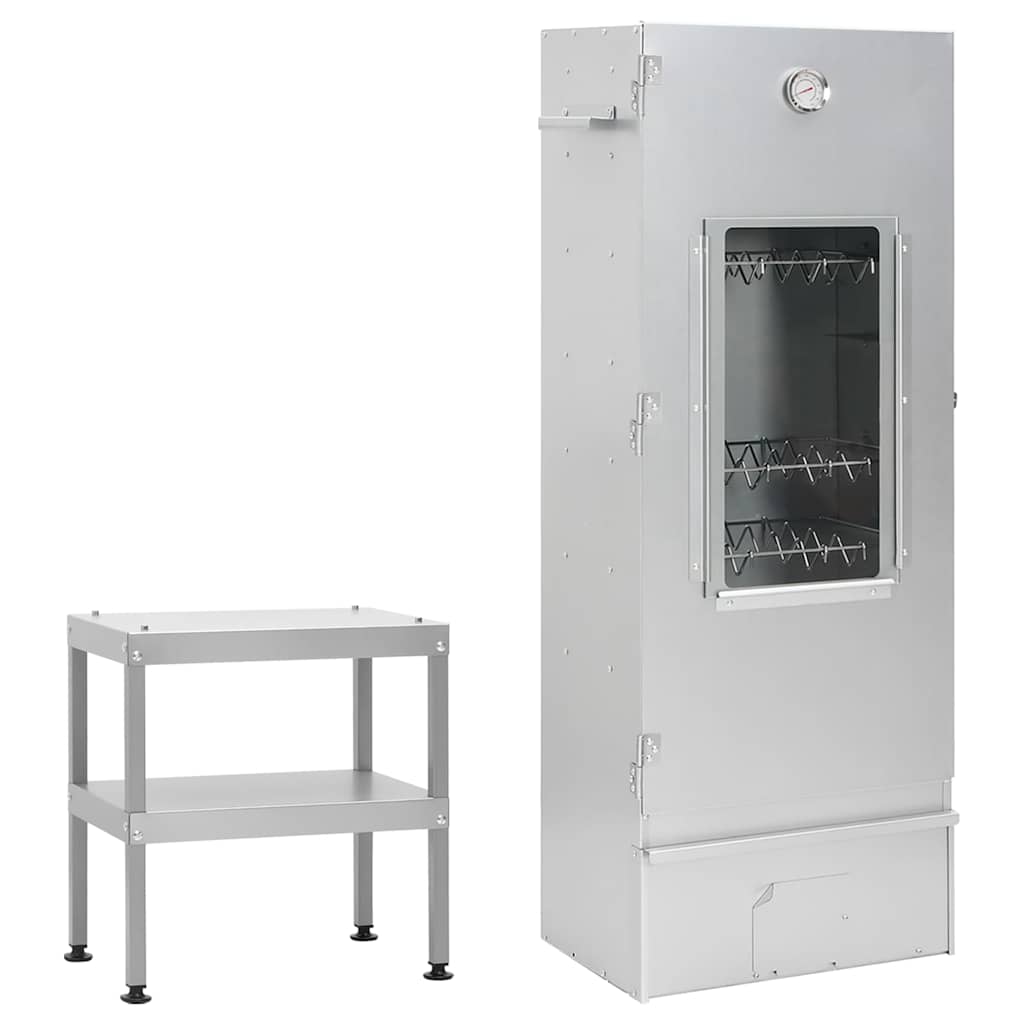 Fumoir BBQ VidaXL avec table en acier galvanisé