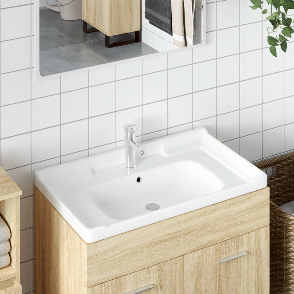 Vidaxl Washbasin pravokotni 91,5x48x23 cm keramična bela