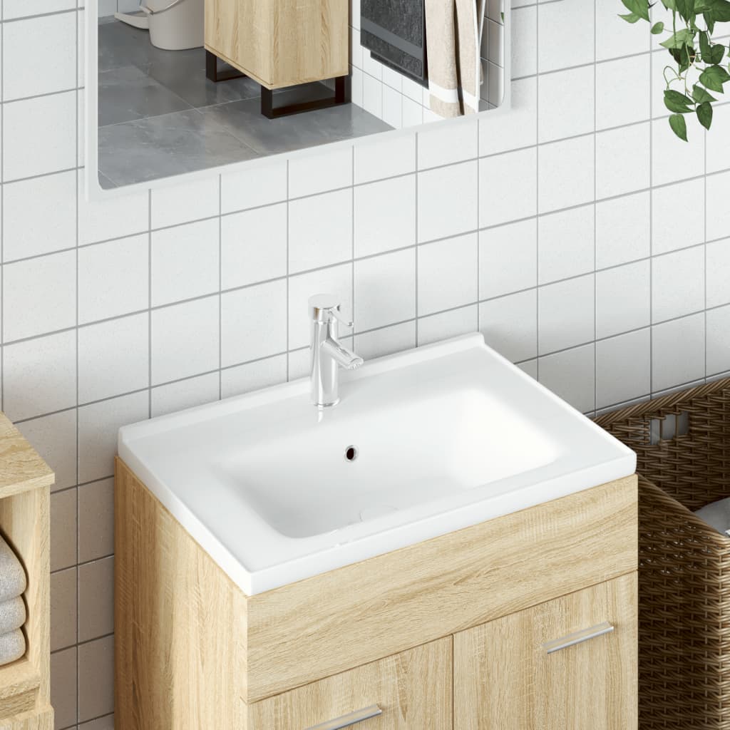 Vidaxl Washbasin prostokątny 71x48x19.5 cm ceramiczny biały