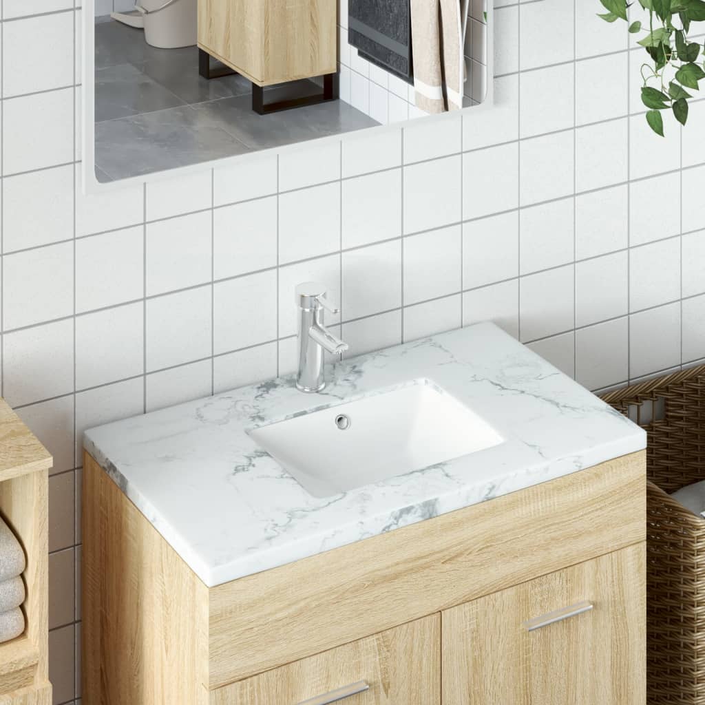 Vidaxl Washbasin prostokątny 36,5x32x15.5 cm ceramiczny biały