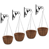 VidaXL Supports de panier suspendu avec jardinières 4 pcs acier noir