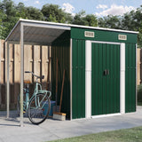 SHED JARDINE VIDAXL avec toit étendu 277x110.5x181 cm en acier vert