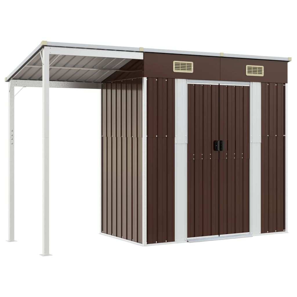 SHED JARDINE VIDAXL avec toit étendu 277x110.5x181 cm en acier brun