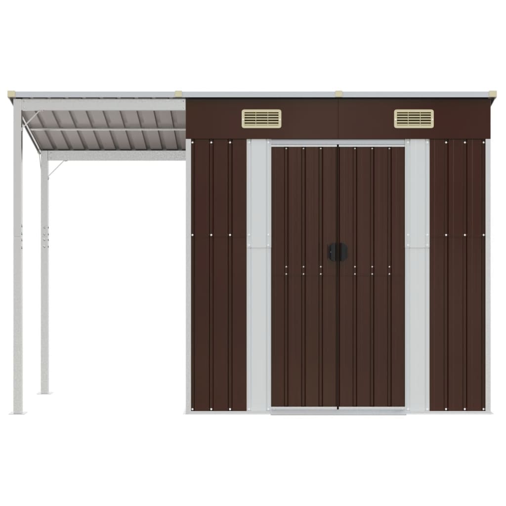 SHED JARDINE VIDAXL avec toit étendu 277x110.5x181 cm en acier brun